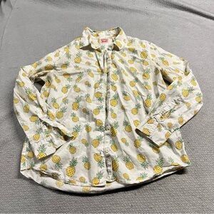 Levi’s White & Yellow Pineapple Novelty Print Long Sleeve Casual Button Down S